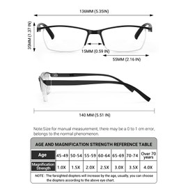 LUFF 6Pcs Anti-Blue-ray Reading Glasses Portable Ultra-Light Readers(4.00X)