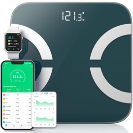 NLV Smart Scale for Body Weight, Digital Bathroom Scale LED Display, BMI, Body Fat, Muscle Mass 18 Body Composition Monitor Health Analyzer Sync Fitness Apps (Green)