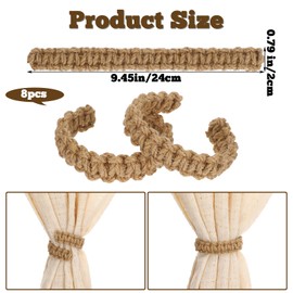 Ptwola Pack of 8 Boho Curtain Tiebacks Rustic Curtain Tiebacks Buckles Elegant Curtain Holdbacks Handmade Curtain Tie for Bedroom Home Office Decoration Curtain Straps