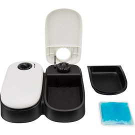 TRIXIE TX2 Automatic Food Dispenser, Dual Compartments, Dual Timer, 48 Hour Timer, Battery Operated, Gray with Black (24372)