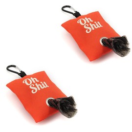 WUMUZAI Dog Waste Bag Dispenser with Clip, Dog Waste Bag Holder for Leashes, Dog Poop Bag Dispenser, Dog Bag Holder, Lightweight Fabric for Pets, Running, Walking, Hiking, Orange, 2 Pack