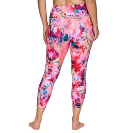 RBX Women’s Plus Size Squat Proof 7/8 Legging, Buttery Soft Printed Ankle Length Legging with Pockets Flowy Floral 1X