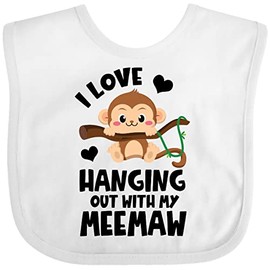 inktastic Monkey I Love Hanging Out with My Meemaw Baby Bib White 3e960