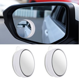 Ongfuwu 2PCS Blind Spot Mirror for Cars, Round HD Glass Car Blind Spot Mirror with Suction Cup, Convex 360° Wide Angle Side Rear View Mirrors, Adjustable Reusable Mini Rear View Mirrors (White)