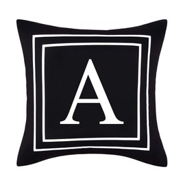 ASPMIZ Throw Pillow Covers English Alphabet A Pillow Covers, Initial Pillowcases Black Letter Throw Pillow Covers, Decorative Cushion Cover for Bed Bedroom Couch Sofa (Black, 18 x 18 inch)