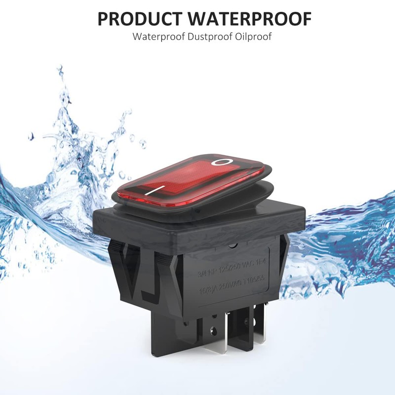 DIYhz 2Pcs AC 16A 250V/125V 2 Position ON/Off Waterproof Boat