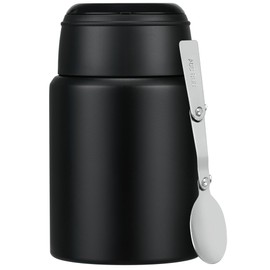 17 oz Soup Thermos for Hot Food Kids, Stainless Steel Vacuum Insulated Food Jar Lunch Box Container with Folding Spoon,Leakproof Thermos with Handle for School,Office,Travel,Outdoor(black