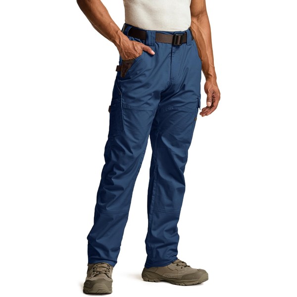 CQR Men's Flex Ripstop Work Pants, Water Resistant Tactical Pants,
