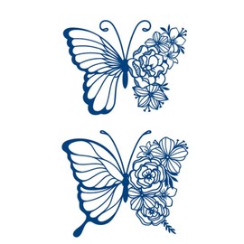GZ638 639 Temporary Butterfly Flowers Tattoo Bull Skull Bull Antlers Semi-Permanent Tattoo Long-Lasting Tattoo 2 Sheets