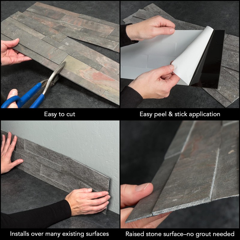 Aspect Peel and Stick Stone Overlay Kitchen Backsplash - Raised