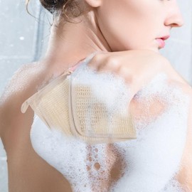Toalla Exfoliante de Baño Artibetter Beige de Lino 5 Piezas