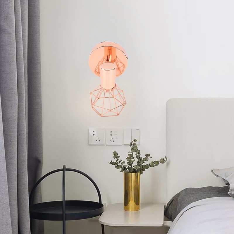 Swing Arm Wall Lamp 350 Degree Rotary Cage Shade Iron