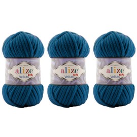 Alize Velluto Baby Blanket 100% Micropolyester Yarn 3 Pack 225 Metres 3 x 100g Super Bulky :6 (646 Mykonos Blue)