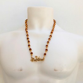 Certified Rudraksh Mala with Mahakaal | Natural Himalayan Genuine Original Rudraksha Rosary Garland Japa Mala, Religious Tibetan Rudraksha Mala Necklace Bracelet Yoga Meditation Bead (Mala Style 8)