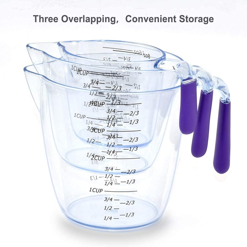 3-Piece Plastic Measuring Cups Set, 8 16 32 oz Capacity