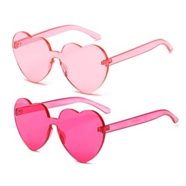 Dollger 2 pieces Heart Shape Sunglasses Transparent Rimless Candy Color Glasses
