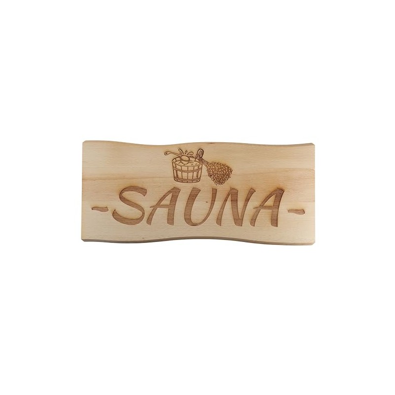Generisch Sauna Sign Solid Beech Wood 38 x 17 cm