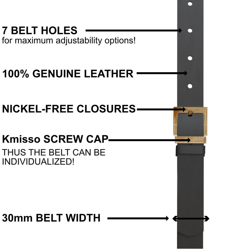 KMISSO Damen Gürtel Jeans Hosen Ledergürtel Echt Rind Leder Robust