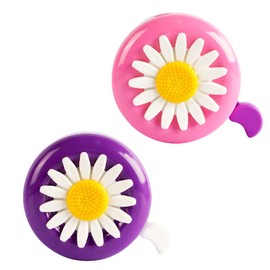 PFLYPF Pack of 2 Children's Bicycle Bells, Flower Bicycle Bells, Cute Toddler Bells, Suitable for Boys and Girls, Ideal Accessories for Children's Bikes (Purple, Pink)