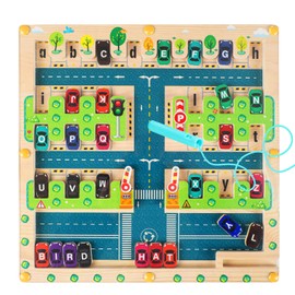 VLEDARLING Magnetic Alphabet Puzzle, Wooden Montessori Toy, Magnetic Game Maze from 3 4 5 6 Years Magnetic Toy Wooden Toy Children's Toy Children Motor Skills Toy Sorting Game Gift