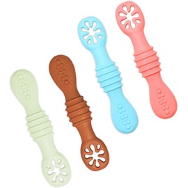 Juego de cucharas para bebé. Ideales para entrenar alimentación independiente. Etapas 1 y 2. Silicóna de grado alimenticio libre de BPA y 100% amigable con encías. Pack 4 piezas. Multicolor.