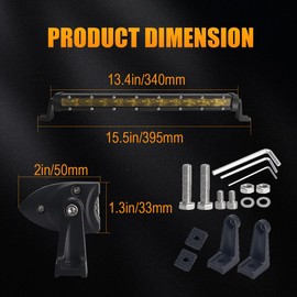 GLOBLED 13 Inch Single Row Led Light Bar, LED Slim Light Bar Off Road Light Fog Work Lamp Driving Lights for Truck Off Road Pickup SUV ATV UTV Boats Roof Bumper-1PC