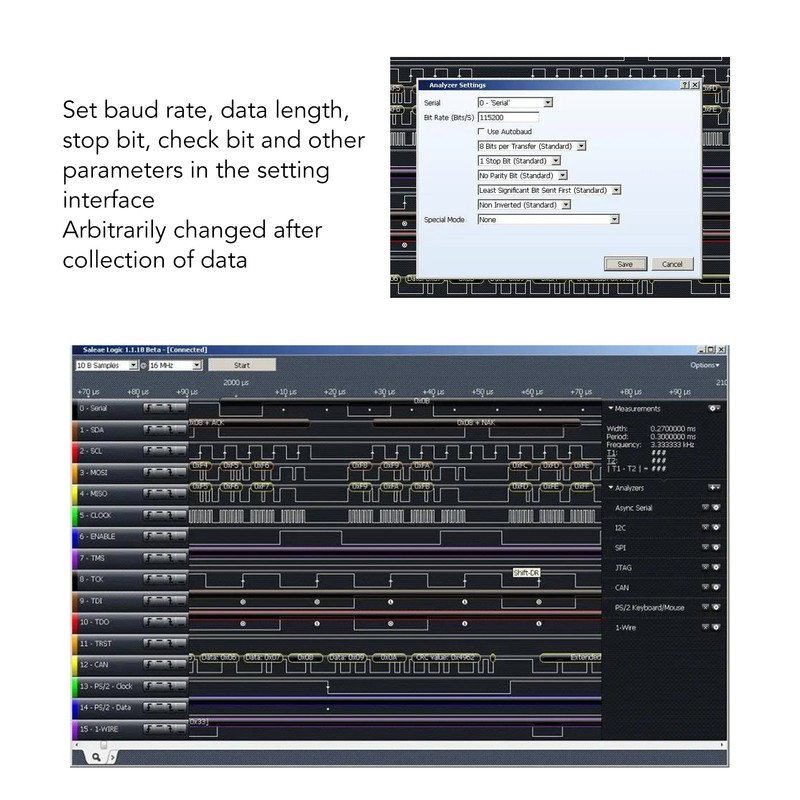 Logic Analyzer USB 16 Channel 100M Maximum Sampling Rate with