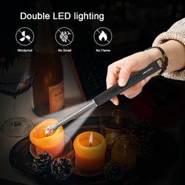 ARECTECH - Encendedor eléctrico para velas, encendedores, encendedores de arco USB, recargables, para velas, camping, cocina, fuegos artificiales, regalos de cumpleaños de Navidad, para hombres y mujeres, color negro