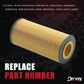 Dtomi Engine Oil Filter Compatible With Ford Vehicle F250 F350 F450 F550 E350 E450 Super Duty, E350 Club Wagon 6.0L/6.4L 2003-2010, Powerstroke Diesel Replace# FL2016 FL-2016 3C3Z-6731-AA 1840752C91
