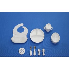 Silicone Baby Feeding Set (New Actual Listing) (Marble White)