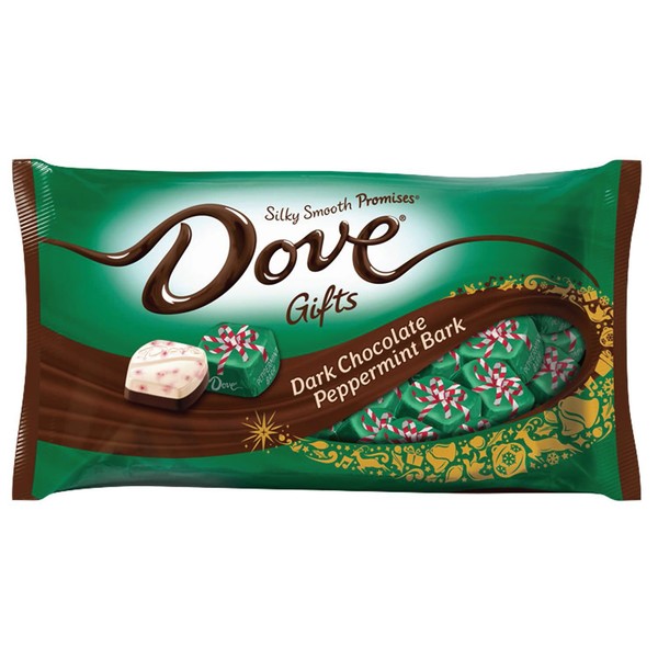 DOVE PROMISES Holiday Individually Wrapped Dark Chocolate Peppermint Bark Christmas Candy Assortment, 7.94 oz Bag