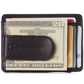 Alpine Swiss RFID Dermot Money Clip Front Pocket Wallet For Men Leather Comes in a Gift Box Brown