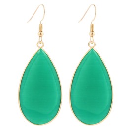 BaubleStar Natural Crystal Healing Birth Stone Statement Drop Earrings Emerald Rock Teardrop Green Quartz Dangle Gold Jewelry for Women