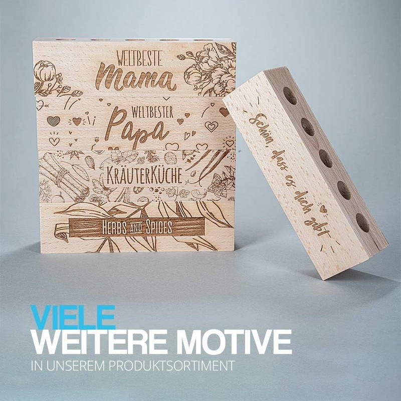 Tuuters Wooden Test Tube Holder Herb Kitchen with 5 x