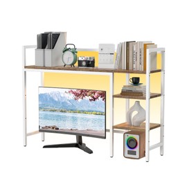 GAMOLIST Desktop Shelf, 4 Tier Wood Desk Hutch for Computer Monitor up to 28'' Multipurpose Countertop Desk Organizer Shelf, 38.6''Desktop Bookshelf Storage Rack for Home Office Dorm, White