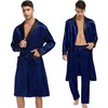 SWOMOG Men's 3 Pcs Robe Silk Satin Kimono Bathrobe with