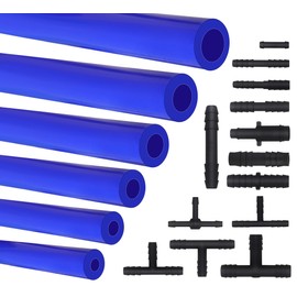 1/8" 5/32" 3/16" 1/4" 5/16" 3/8" High Performance Automotive Silicone Vacuum Tubing Hose line Kit 6PCS 5FT with 126PCS 13 Sizes Nylon Vacuum Connectors (BLUE)