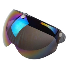 VCOROS - Casco universal de 3 vuelos retro con visera abierta para casco de motocicleta (arco iris)