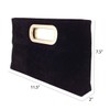 Top Handle Faux Suede Clutch, Black Large
