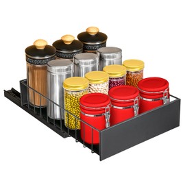 LYNK PROFESSIONAL® Pull Out Cabinet Organizer, 10" x 14" Single Tier Slide Out Drawers for Kitchen Cabinets - Sliding Pull-Out Pantry Shelves – Home Shelf Organizers - Lifetime Ltd. Warranty, Black