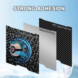 HIKUDIY 355x346mm PET PEO Double Side Build Plate for Bambu Lab H2S/H2D, Smooth Diamond PEO+Carbon Fiber PET Spring Steel Sheet Plate for Bambulab H2D 3D Printer