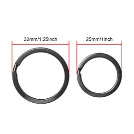 40 Pieces Flat Key Rings Key Rings Hoops Metal Split Rings Keyrings Keychain Ring Split Rings for Car Home Keys Attachment Dog Tags,1 and 1.25 Inch, Black