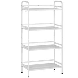 HDANI 4-Tier Standing Storage Shelf, Utility Shelves for Storage, Multifunctional Metal Storage Rack for Kitchen, Garage, Office, Bedroom (White, 23.6''Lx12.6''Wx50 H)
