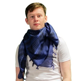 Retro Seventy2 Adult Shemagh Scarves Mens Arab Scarf Cotton Winter Womens Wrap Palestinian Desert Keffiyeh (Blue/Black)