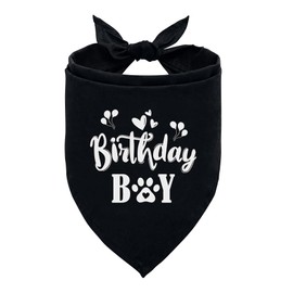 Birthday Boy Dog Bandana, Black Dog Bandana, Funny Cute Dog Bandana, Pet Dog Triangle Scarf, Pet Dog Scarf Accessories, Gift for Dog Lover, Dog Bandana for Small Medium Large Dogs (D29)