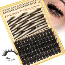 Focipeysa 200D Lash Extensions with Bottom Lash Volume Eyelash Extensions 12-18mm DIY Eyelash Clusters Thick Individual Lash Extensions Full Volume Eyelashes Extensions for Beginners