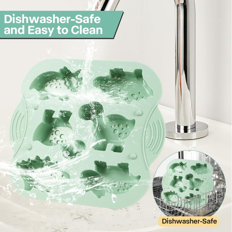 Spmarkt 2-Pack Dinosaur Silicone Mold, Multi-Purpose Jello Molds for Kids,