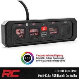 Rough Country 4-Gang RGB Backlit Switch Panel & Relay System - Universal Light & Off-Road Accessory Controller for Truck, Jeeps, UTV, 60A