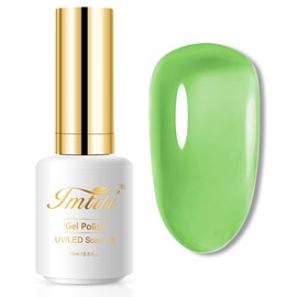 Imtiti Jelly Gel Nail Polish, 1 Pcs 0.5 Fl Oz Light Green Jelly Gel Polish Soak Off LED U V Nail Gel Polish Sheer Transparent Gel Nail Polish DIY Nail Art Starter Manicure Salon Gel Nail Kit
