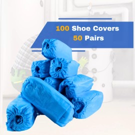 Frontline Disposable Shoe Covers 100 Pack Non-Woven, Durable, Booties Shoe Boot Protectors